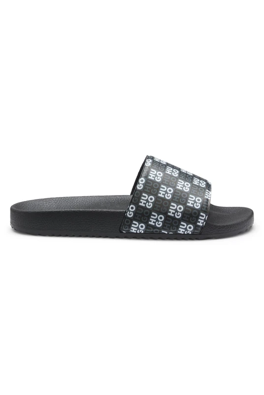 HUGO Mens Timein slid Italian-made slides with stacked-logo strap Size 9 - Image 1