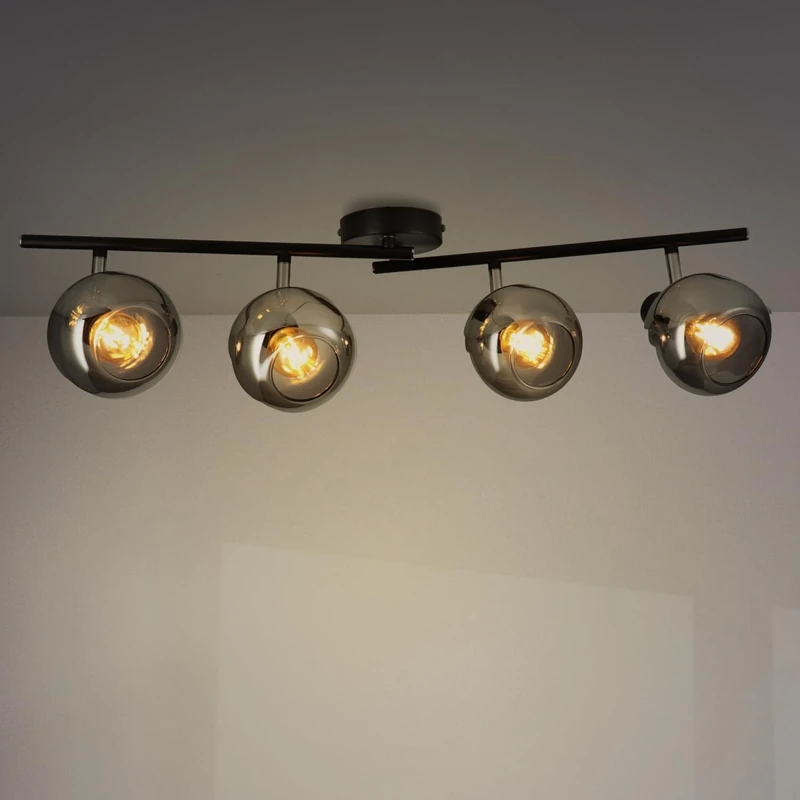 M Ledme - Glass Series 4 Spotlights, LED Interior Spotlight for Ceiling Bulbs E14, LED Interior Ceiling Light Black Finish (Bulb Not Included)