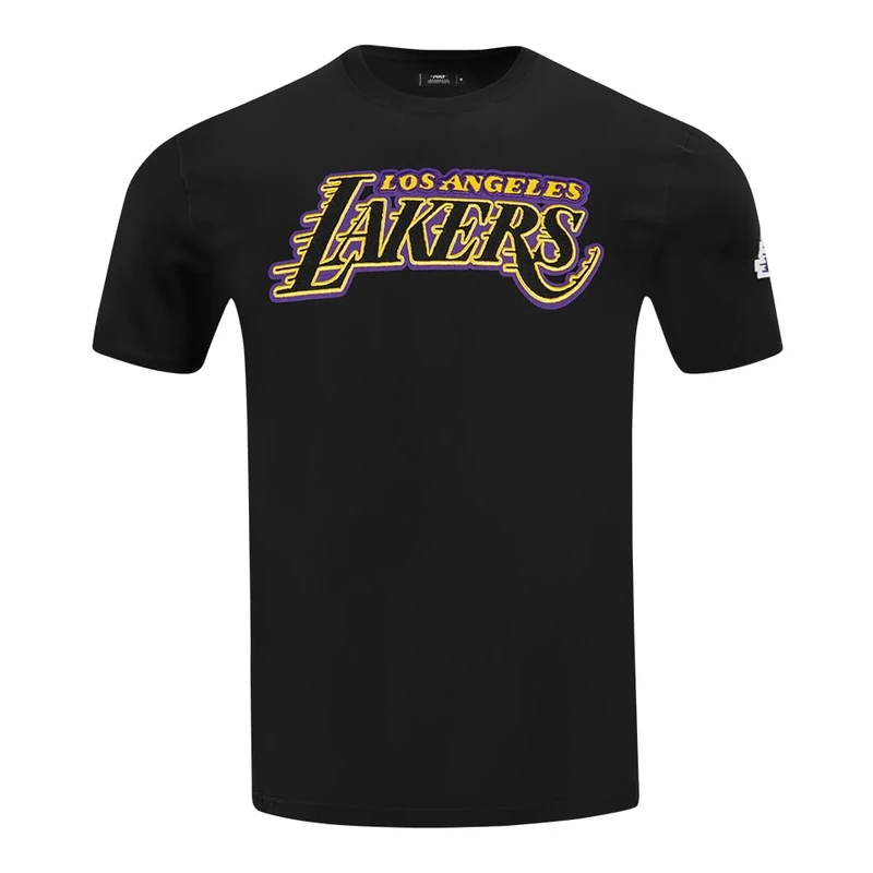 Pro Standard Mens NBA Los Angeles Lakers Classic Chenille Short Sleeve Tee Black XL