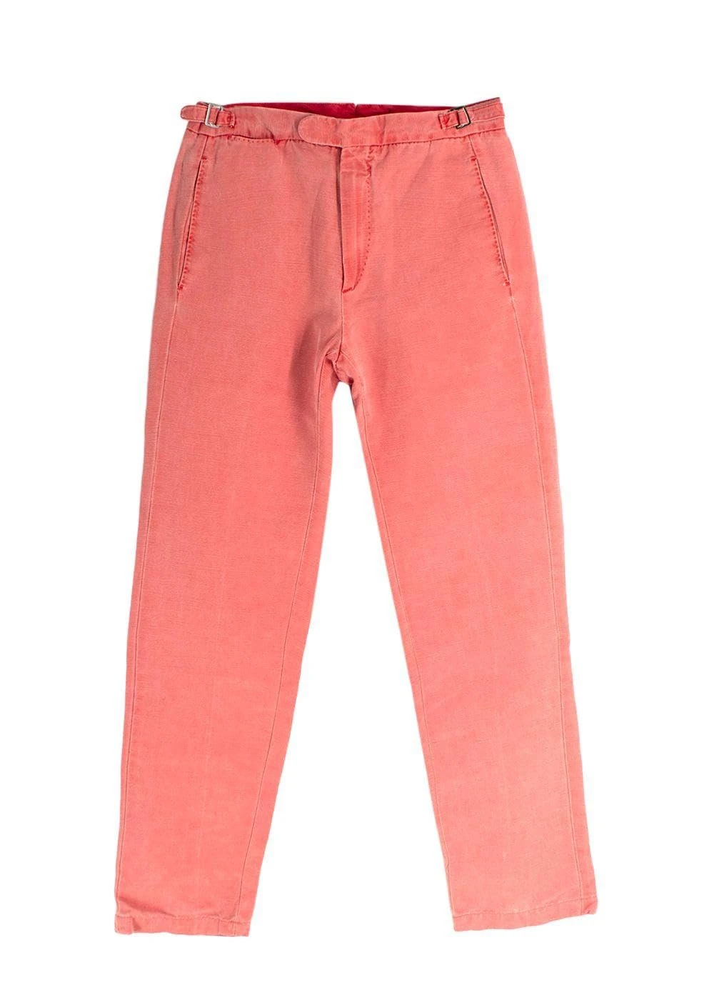 Loro Piana Pre-Loved Men's Cotton Linen Blend Red Trousers