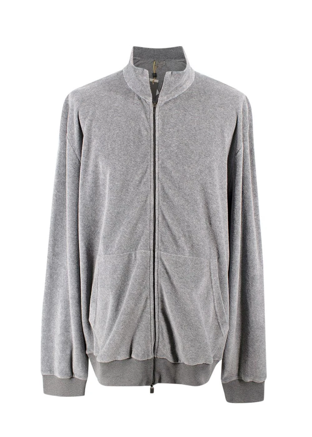 Canali Pre-loved Grey Cotton Zip-Front Jacket