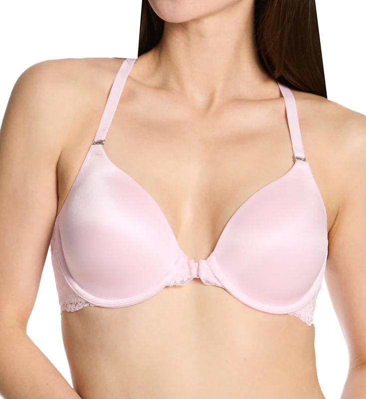 Maidenform Women's Racerback Shaping & Support, One Fab Fit Underwire Bras, Lightly Lined, Front Closure T-Shirt, Ballerina Slipper, 34C