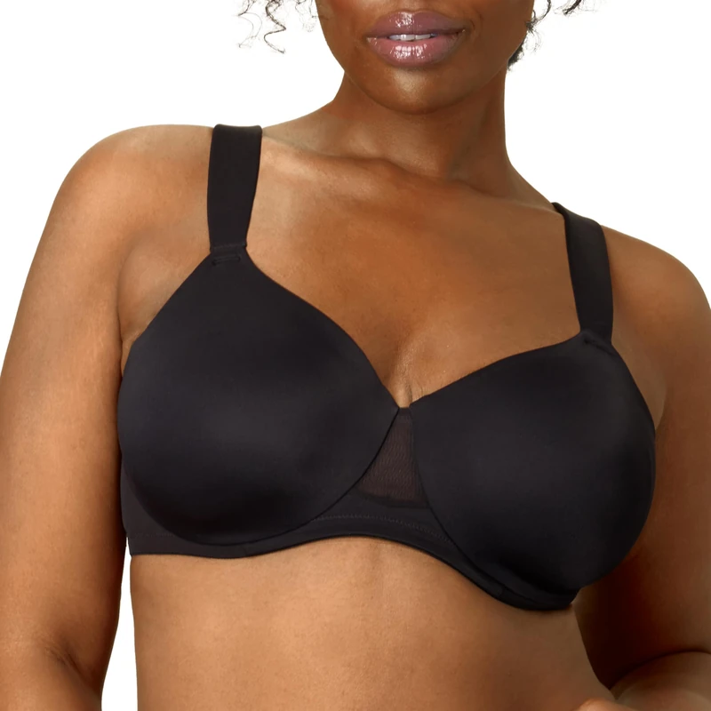 Playtex Women's Unlined Underwire Bra with Dreamwire, Plus Size Bras Available, Convertible, Moisture-Wicking, Dressed in Black, 38DD - Image 1