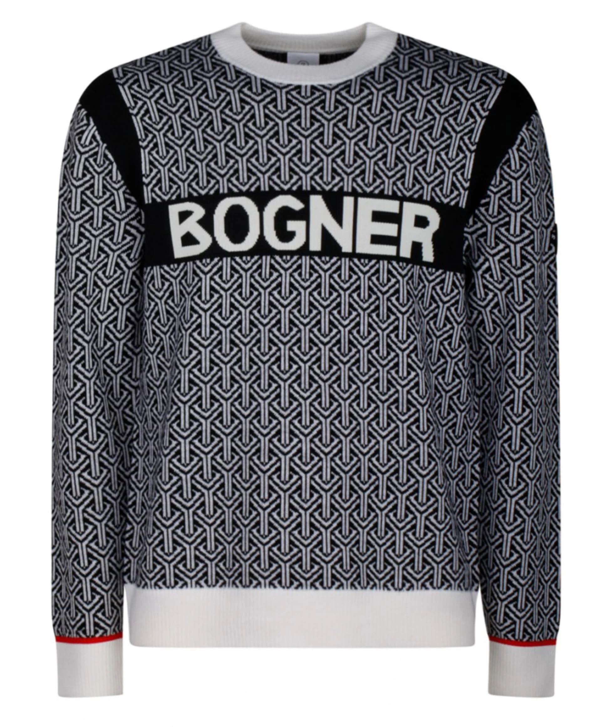 Bogner Pre-Loved Men's Black/White Jacquard Wool Jumper