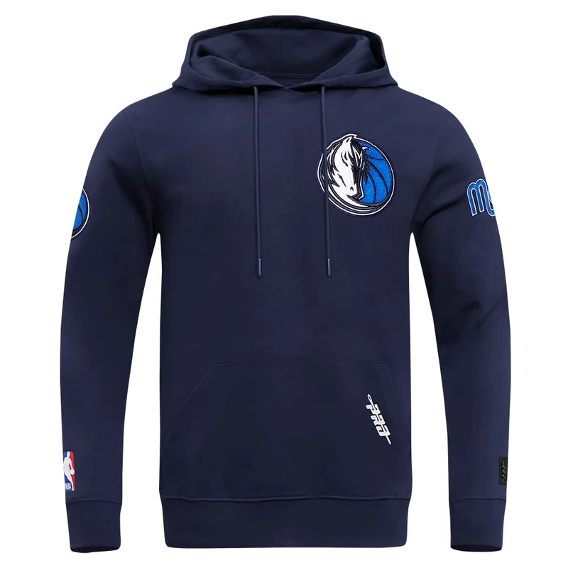 Pro Standard Mens NBA Dallas Mavericks Classic Chenille Pull Over Hoodie Midnight Navy 3XL