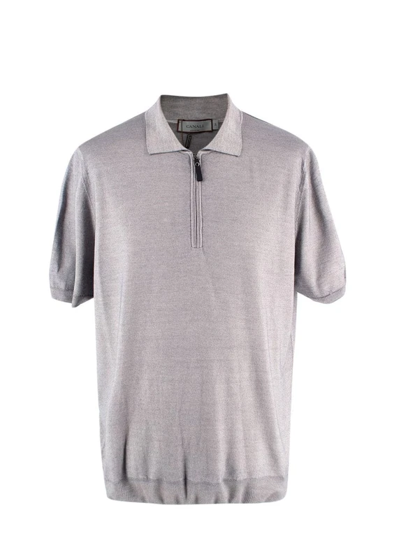 Canali Pre-Loved Men's Grey Wool Blend Polo Shirt
