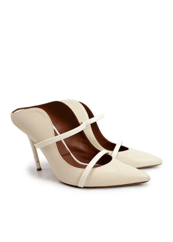 Malone Souliers Pre-Loved Cream Maureen Stiletto Mules