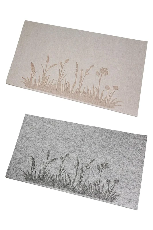 Pack of 16 Placemat, Rectangular, Grass Pattern, Floral Pattern, Felt, Beige, Gray, PU 16, 2 Assorted, L. 30 cm, W. 45 cm