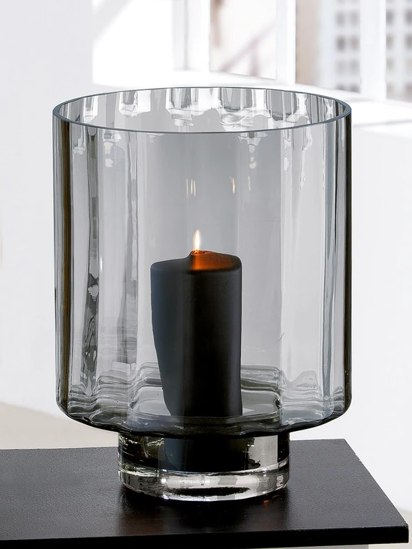 Lantern, Glass, Black, PU 1, H. 35 cm, D. 28 cm