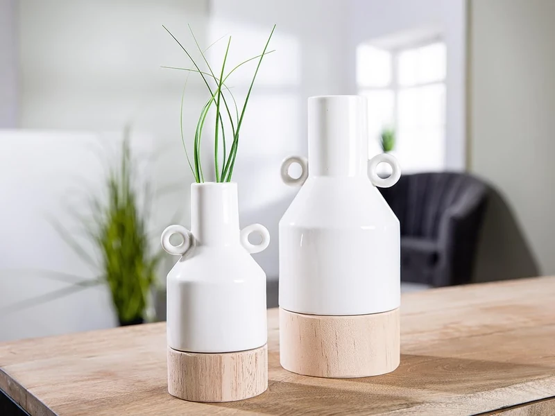 Pack of 4 Vase, Bottle, Porcelain, White, PU 4, L. 8 cm, W. 9 cm, H. 17 cm