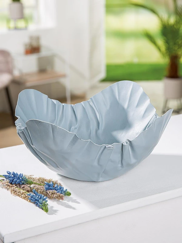 AlexandreHouse Pack of 2 Bowl, Round, Metal, Blue, Light Blue, PU 2, H. 14 cm, D. 31 cm