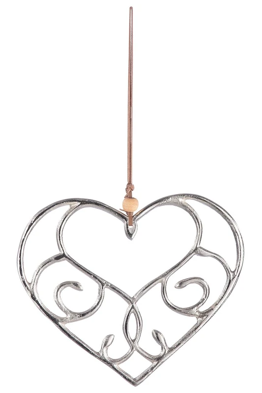 Pack of 4 Hanger, Heart, Metal, Silver Colored, PU 4, L. 1 cm, W. 23 cm, H. 18 cm