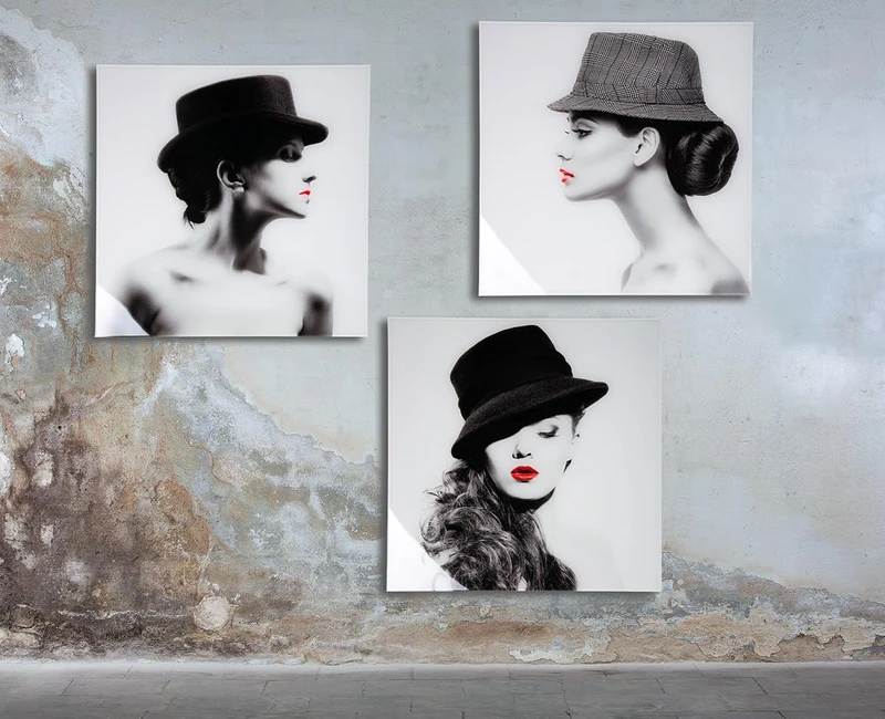 Pack of 3 Image, Square, Woman Motif, Aluminum, Black, White, PU 3, Assorted 3 Times, L. 3 cm, W. 60 cm, H. 60 cm - Image 1