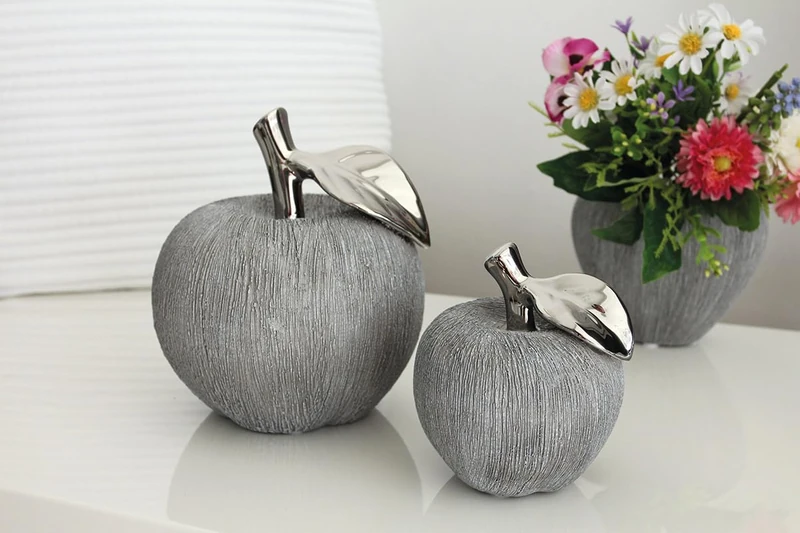 Pack of 6 Decorative Object, Apple, Ceramics, Gray, PU 6, L. 10cm, W. 10cm, H. 12cm - Image 1