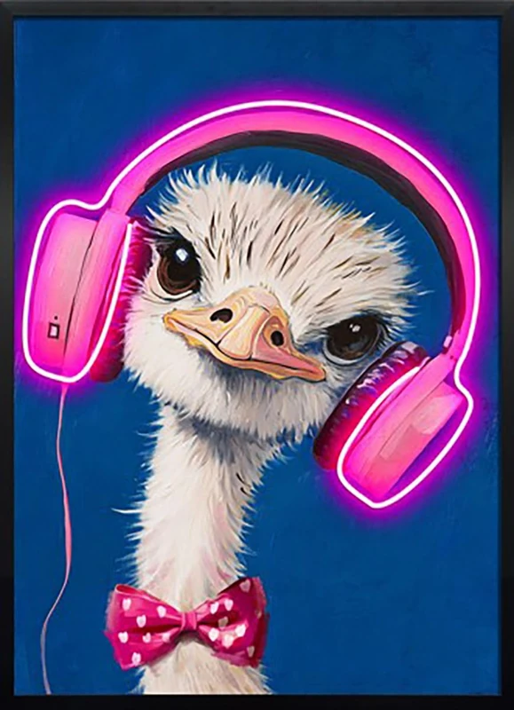 Image (LED), Rectangular, Bird Pattern, Canvas, Multicoloured, PU 1, L. 4 cm, W. 64 cm, H. 83 cm