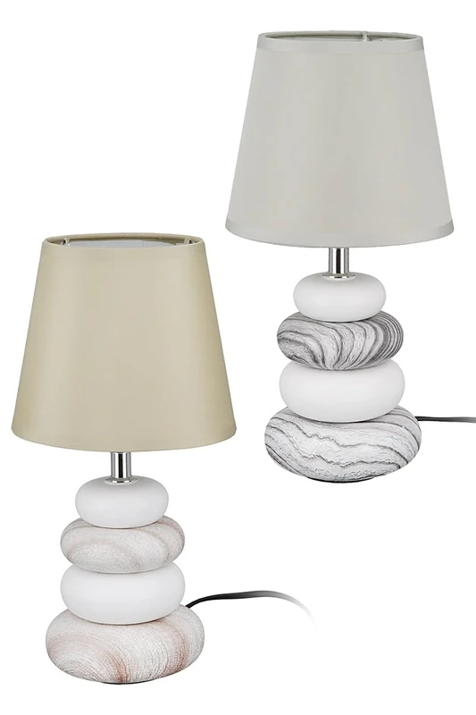 AlexandreHouse Pack of 4 Table Lamp, Ceramics, Beige, Gray, PU 4, 2 Assorted, L. 17cm, W. 17cm, H. 33cm