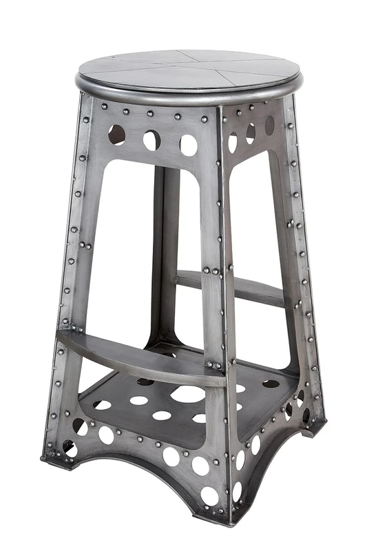 Stool, Metal, Silver Colored, PU 1, L. 47 cm, W. 50 cm, H. 75 cm