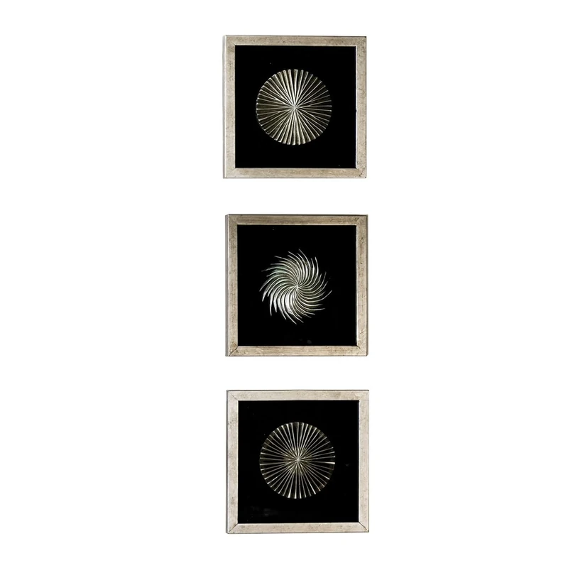 AlexandreHouse Pack of 3 Image, Square, MDF, Black, PU 3, Assorted 3 times, W. 30 cm, H. 30 cm