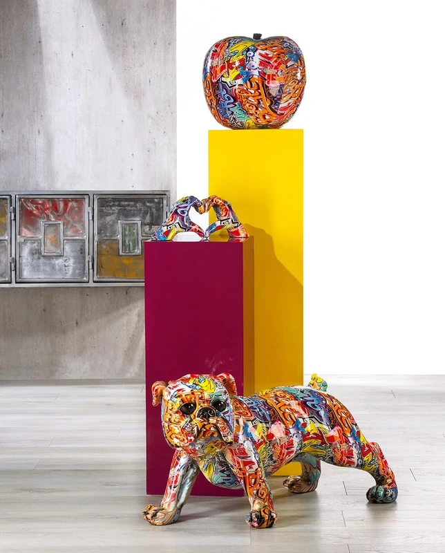 AlexandreHouse Figures Dog, Bulldog, Synthetic Resin, Multicolored, PU 1, L. 36 cm, W. 75 cm, H. 40 cm - Image 1