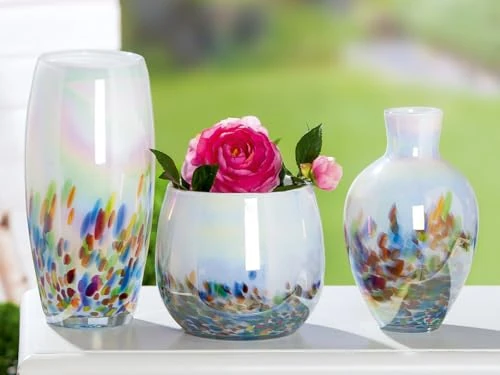 Vase, Glass, Multicolored, White, PU 1, H. 17 cm, D. 20 cm