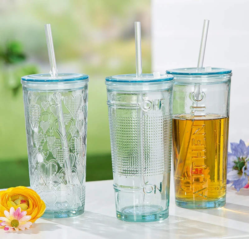 AlexandreHouse Pack of 6 Drinking Glass, Conical, Glass, PU 6, Assorted 3 Times, H. 23 cm, D. 9 cm