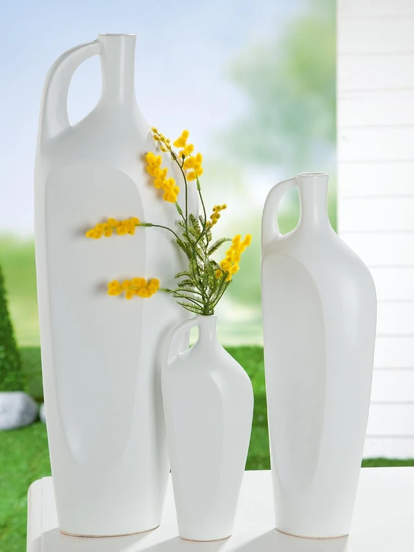 Pack of 4 Bottle Vase, Ceramics, White, PU 4, L. 6 cm, W. 11 cm, H. 25 cm - Image 1