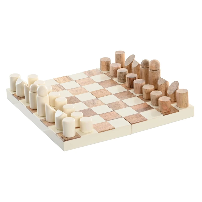 Juego Set of 2 Resin Madera 30 x 30 x 3 cm Ajedrez Natural