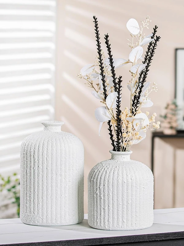 Pack of 6 Vase, Bottle, Glass, White, PU 6, H. 18 cm, D. 16 cm