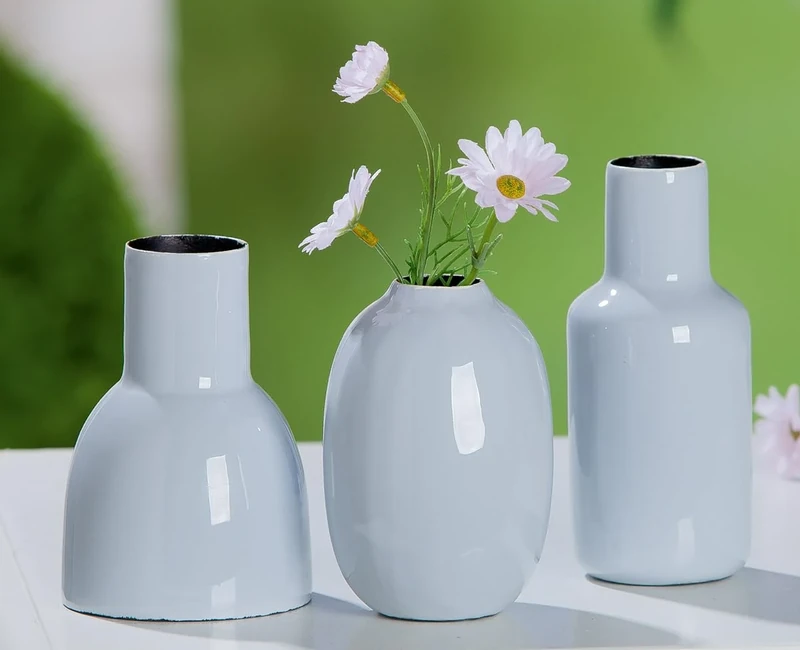 Pack of 6 Decorative Vase, Small, Metal, Blue, PU 6, Assorted 3 times, L. 7 cm, W. 8 cm, H. 12 cm