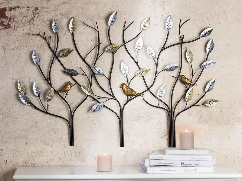 AlexandreHouse Pack of 2 Wall Relief, Tree, Metal, Brown, PU 2, L. 2cm, W. 104cm, H. 71cm