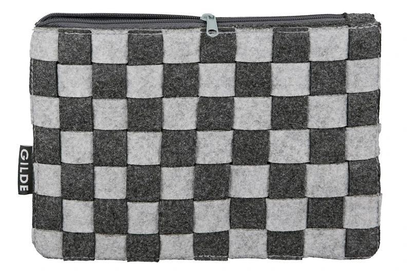 Pack of 12 Pouches, Checkered, Felt, Gray, PU 12, 2 Assorted, L. 20 cm, W. 3 cm, H. 15 cm - Image 1