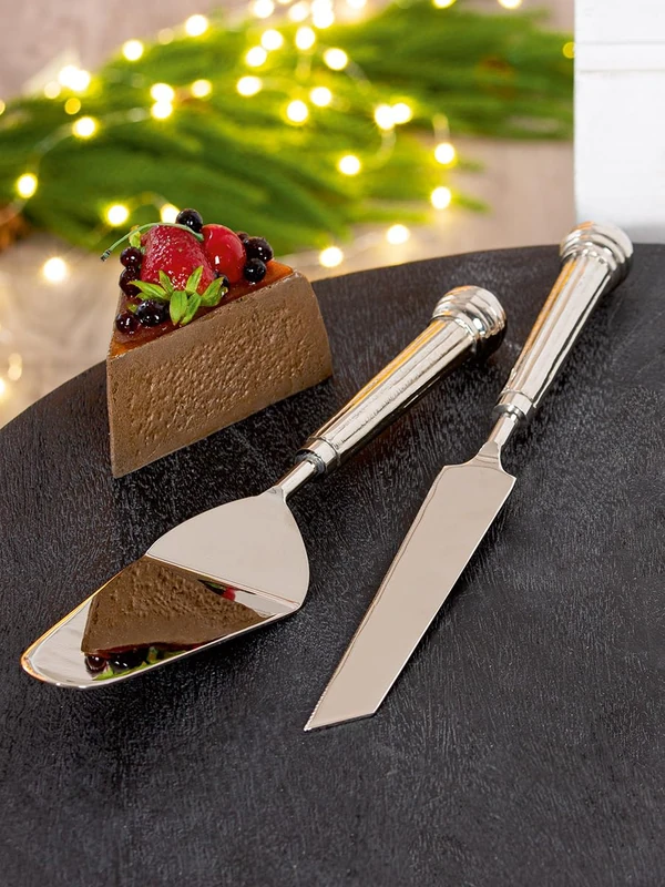 AlexandreHouse Pack of 2 Cake Knife/Lifter, Aluminum, Silver Colored, PU 2, L. 7 cm, W. 9 cm, H. 31 cm