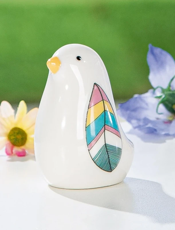 Pack of 12 Figures, Bird, Porcelain, White, PU 12, L. 5 cm, W. 5 cm, H. 7 cm