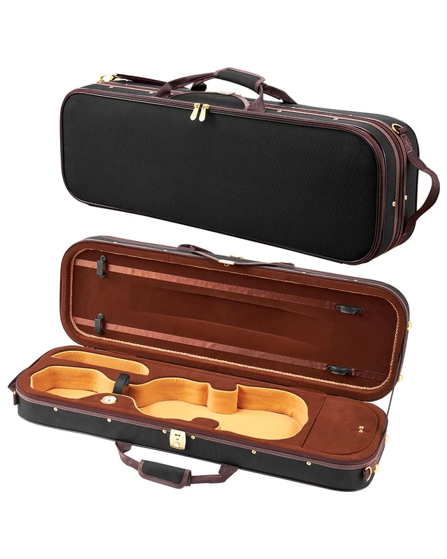 VEVOR 4/4 Full Size Violin Case, Built-in Hygrometer, Lightweight Portable Travel Carrying Bag, with Plush Lining, Shoulder Straps, Anti-Scratch, Professional Oblong Shape, for Violin, Black