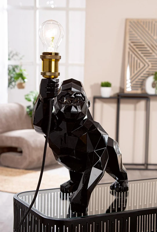 AlexandreHouse Table lamp, Gorilla, Poly, Black, PU 1, L. 45 cm, W. 21 cm, H. 41 cm - Image 1