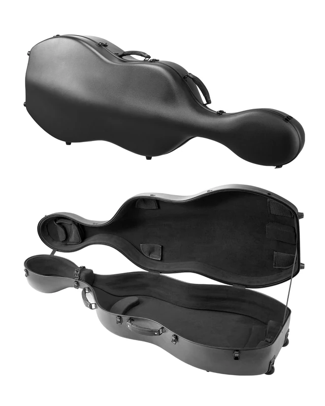 VEVOR 4/4 Full Size Cello Case, Composite Carbon Fiber, Lightweight Portable Travel Carrying Bag, with Plush Lining, Dual Shoulder Straps, Anti-Scratch, Professional Cello-Shape, for Cello, Black