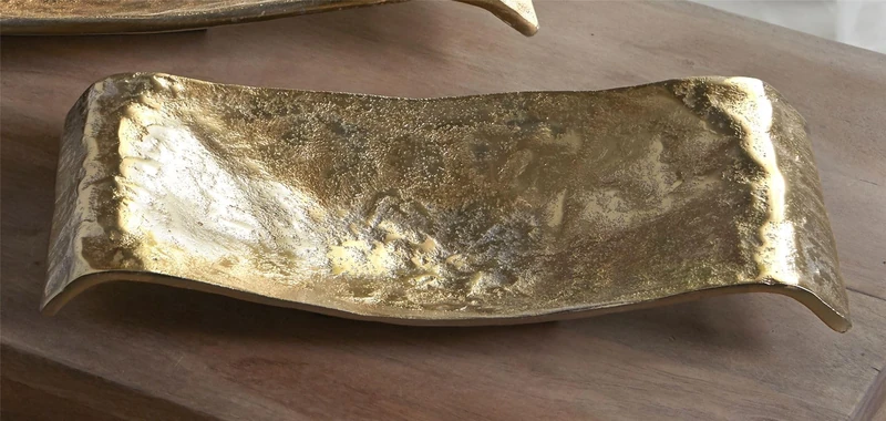Curved Center Aluminium raw Gold 30 x 15 cm. 30 x 15 x 1 cm
