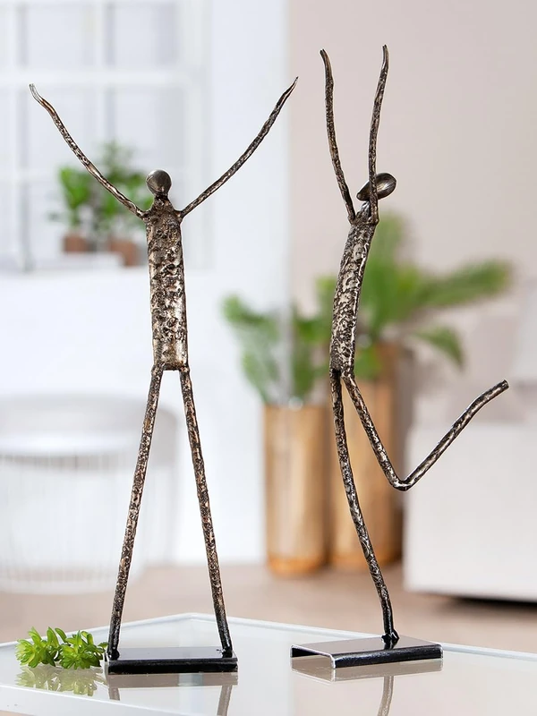 AlexandreHouse Pack of 2 Figures, Person, Metal, Silver Colored, PU 2, 2 assorted, L. 6 cm, W. 17 cm, H. 36 cm - Image 1