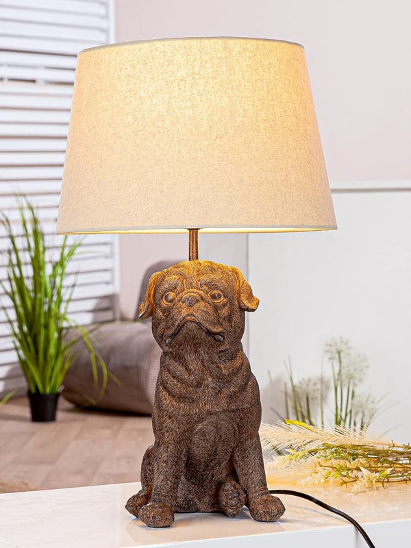 AlexandreHouse Table Lamp, Dog, Synthetic Resin, Dark Brown, PU 1, H. 52 cm, D. 24 cm - Image 1