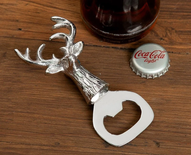Pack of 24 Bottle Opener, Deer Motif, Aluminum, Silver Colored, PU 24, W. 5 cm, H. 11 cm