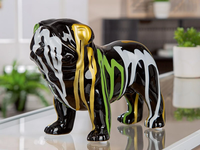 AlexandreHouse Pack of 2 Figures, Dog, Ceramics, Black, PU 2, L. 10 cm, W. 22 cm, H. 16 cm