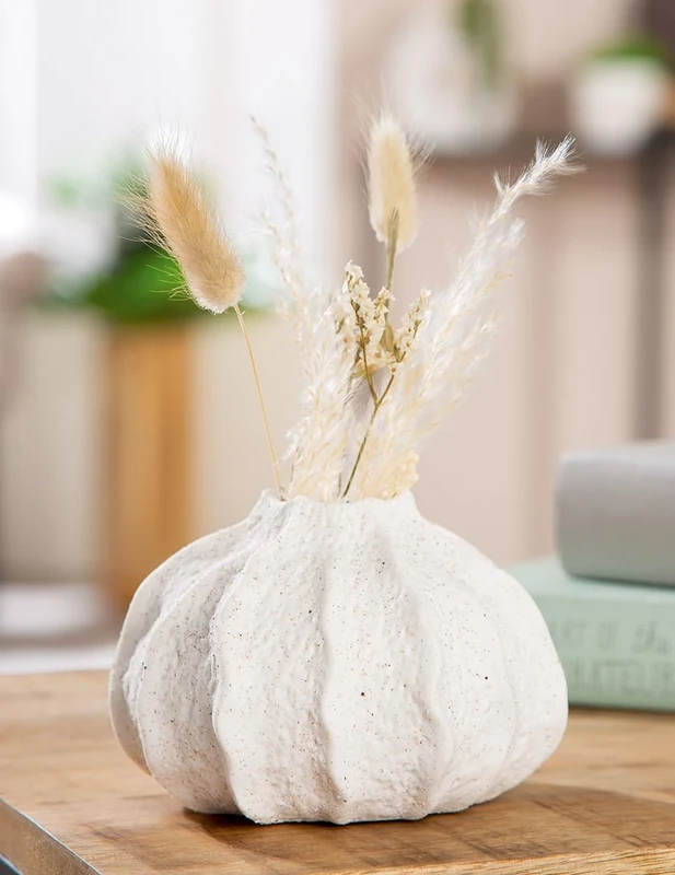 Pack of 8 Vase, Bulbous, Speckled, Porcelain, Cream, PU 8, H. 8 cm, D. 13 cm