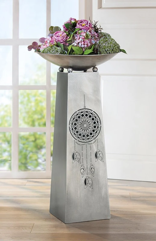 Pack of 4 Bowl Stand, Dreamcatcher Pattern, Metal, Silver Colored, PU 4, H. 95 cm, D. 46 cm