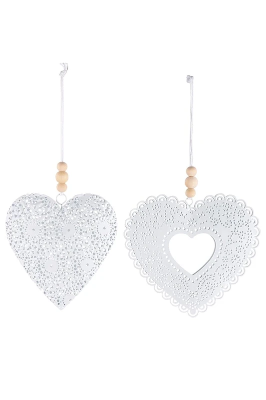 Pack of 12 Hanger, Heart, Metal, White, PU 12, 2 assorted, L. 1 cm, W. 10 cm, H. 11 cm - Image 1