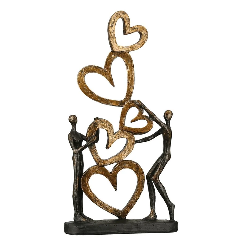 AlexandreHouse Sculpture Couple Motif, Poly, Bronze Colored, Gold-Colored, PU 1, L. 7 cm, W. 21 cm, H. 41 cm