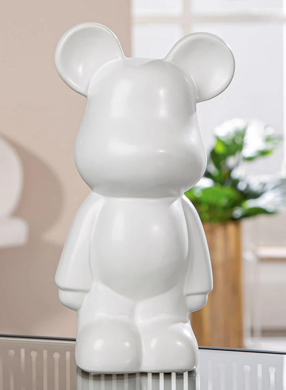 AlexandreHouse Pack of 2 Figures, Bear, Ceramics, White, PU 2, L. 11 cm, W. 14 cm, H. 26 cm
