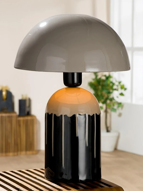 AlexandreHouse Table Lamp, Metal, Gray, Black, PU 1, H. 37 cm, D. 26 cm