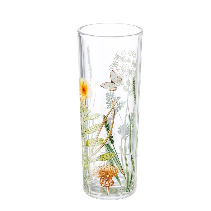 AlexandreHouse Pack of 8 Drinking Glass, Butterfly Pattern, Floral Pattern, Glass, Multicoloured, PU 8, H. 16 cm, D. 6 cm