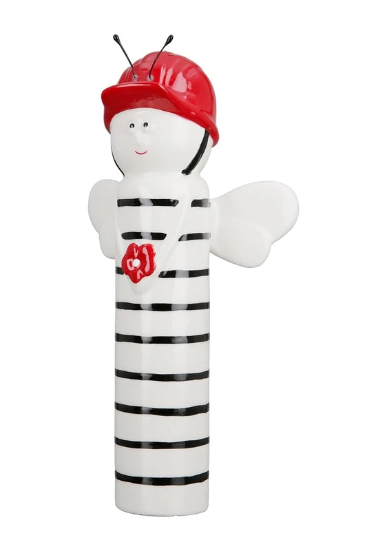 AlexandreHouse Pack of 4 Figures, Bee, Striped, Porcelain, Red, White, PU 4, L. 7 cm, W. 13 cm, H. 25 cm