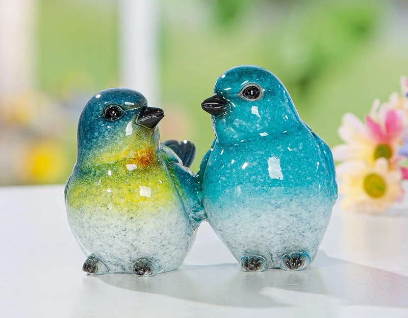 AlexandreHouse Pack of 6 Figures, Bird, Synthetic Resin, Blue, PU 6, L. 9 cm, W. 8 cm, H. 6 cm